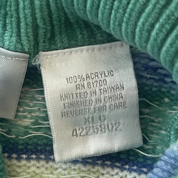 Blair Sweater Womens Extra Large Green Blue Zip Cardigan Fair Isle Knit Pastel - Picture 5 of 8